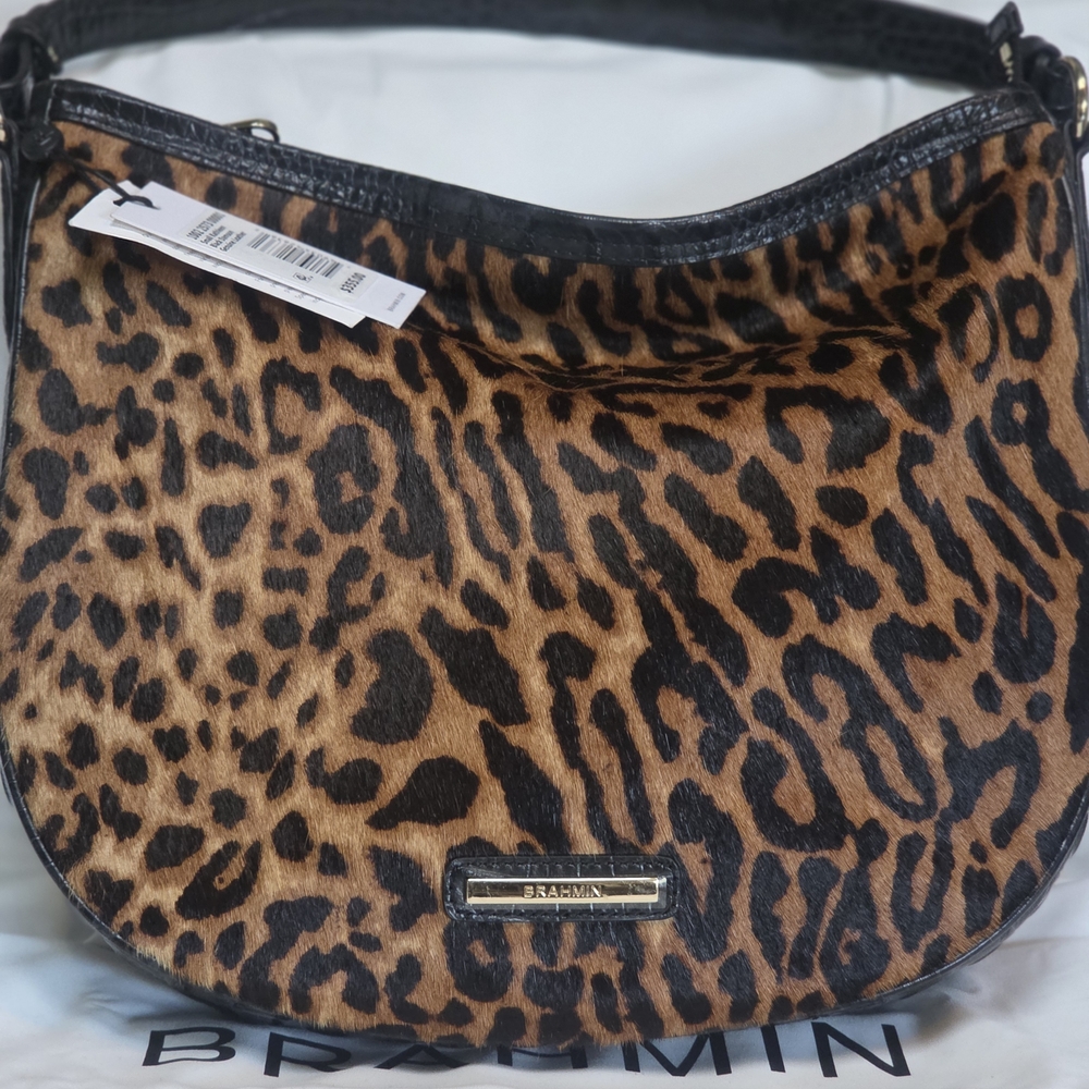 Brahmin Animal Print Hobo Bag - Brown and Black